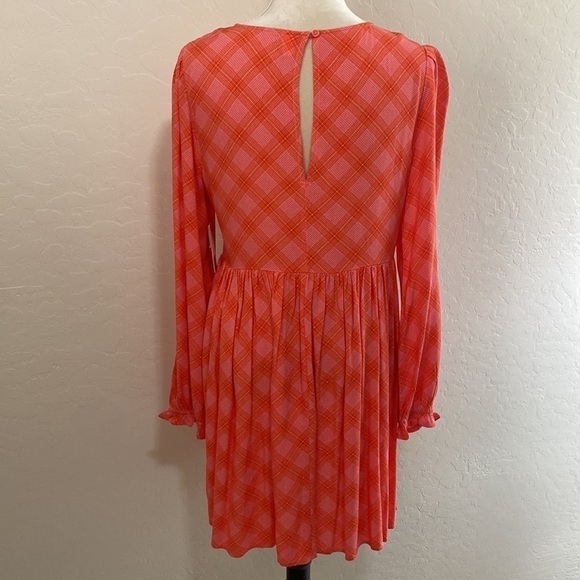 Nordstrom BP plaid long sleeve pink red Ian dress Size M Preppy Academia - Picture 9 of 9